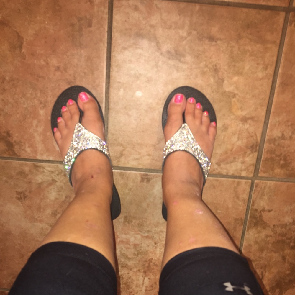 Silver Rhinestone Wedge Sandals - Picture 6 of 8